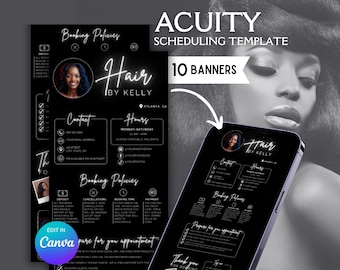 Acuity Scheduling Template, Hair Stylist Acuity Scheduling Site, Hair Stylist Website, Dark Acuity Scheduling Booking Website, Hair Template