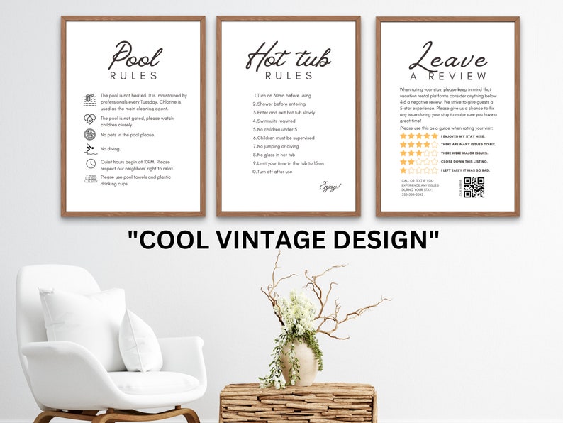 Airbnb Pool Rules, Airbnb Beach, VRBO Template, Editable Airbnb Guestbook, Pool Rules Sign, Pool