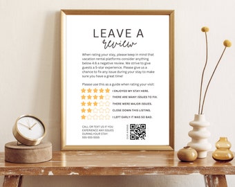 Airbnb rating sign, Air bnb 5 star review, Airbnb review sign printable, Airbnb star rating, VRBO review sign, Airbnb host templates, 5 star