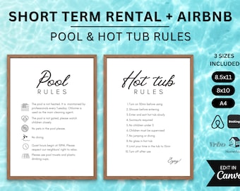 Airbnb Pool Rules, Airbnb beach, VRBO template, Editable Airbnb Guestbook, Pool rules sign, Pool rules, Air bnb guest book, hot tub rules