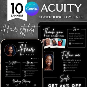 Acuity Scheduling Template, Hair Stylist Acuity Scheduling Site, Hair Stylist Website, Dark Acuity Scheduling Booking Website, Hair Template