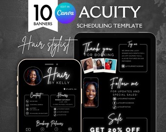Acuity Scheduling Template, Hair Stylist Acuity Scheduling Site, Hair Stylist Website, Dark Acuity Scheduling Booking Website, Hair Template