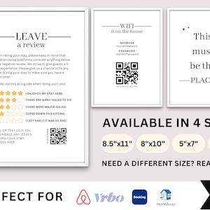 Airbnb rating sign, Air bnb 5 star review, Airbnb review sign printable, Airbnb star rating, VRBO review sign, Airbnb host templates, 5 star