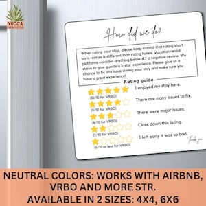 Rating magnet, Airbnb rating magnet, VRBO rating magnet, vacation rental, leave a review, Airbnb magnet, Airbnb review, 5 star magnet