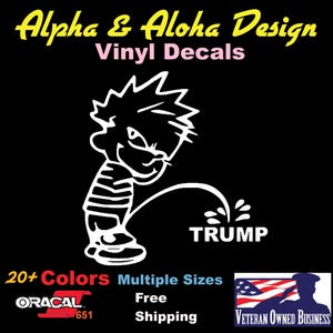 Calvin Peeing on Trump Vinyl Decal Sticker Car Laptop Multi Color and Size