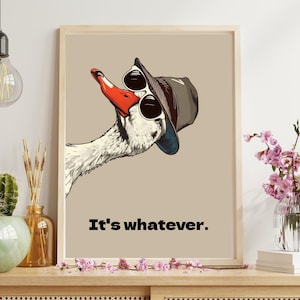 Funny Goose Digital Print – Cool Aesthetic Wall Art, Instant Download, Quirky Animal Poster, Printable Home Decor