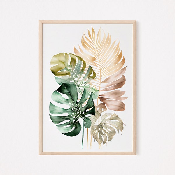 Monstera Print, DIGITAL Download, Wanddeko, Botanical Print, Instant Download, Posterdruck, Watercolor Boho Art, Instand Download, Wall Art