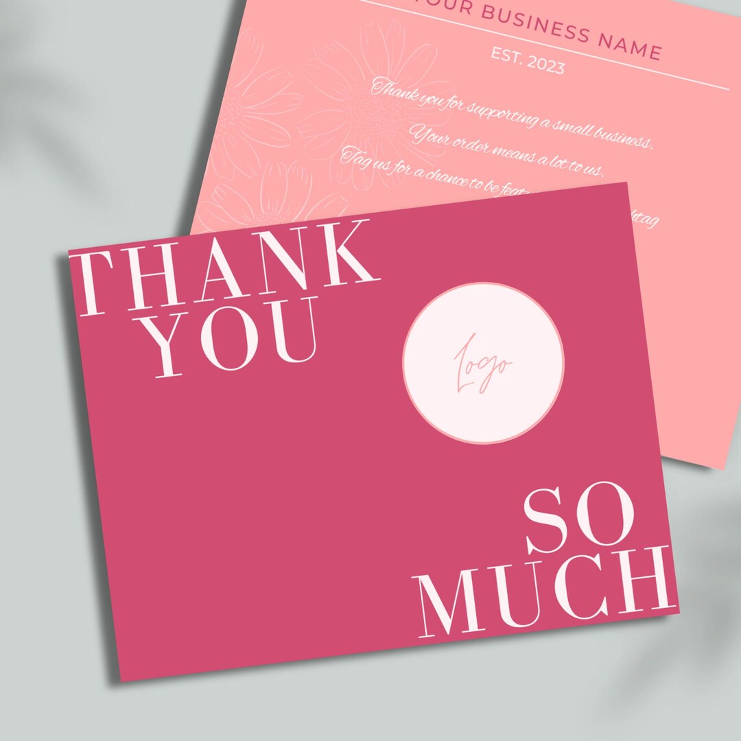 Thank You Card Small Business Thank You Card Custom Etsy