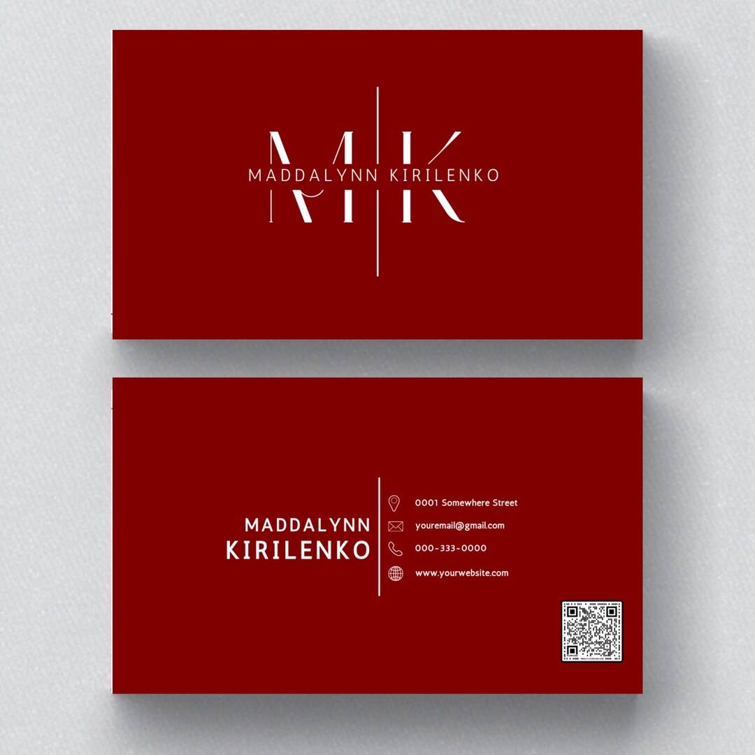 Printable Business Card Template, Editable Business Card, Canva