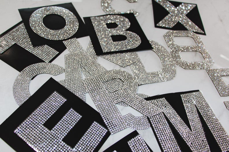 Rhinestone Iron-on Letter Patch: Glitter Diamond DIY Applique Alphabet ...