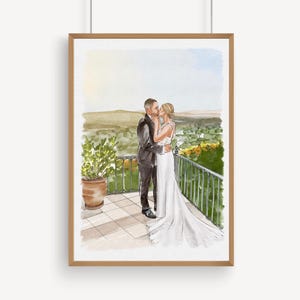 Custom Hand-Drawn Portrait from Photo: Watercolor Painting, Wedding portrait art, Couple Gift, Anniversary Keepsake
