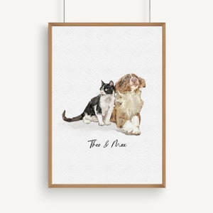 Custom Pet Portrait, Dog Watercolor Painting From Photo, Miniature pet Portrait gift, Pet Painting From Photo, Dog Portrait Gift