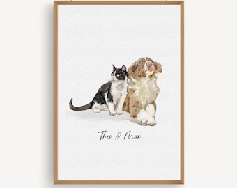 Custom Pet Portrait, Dog Watercolor Painting From Photo, Miniature pet Portrait gift, Pet Painting From Photo, Dog Portrait Gift