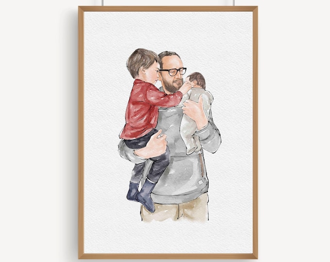 Custom Hand-Drawn Painting from photo, Custom Watercolor Family Portrait from photo, Custom Mother Father gift, Gift from Daugther