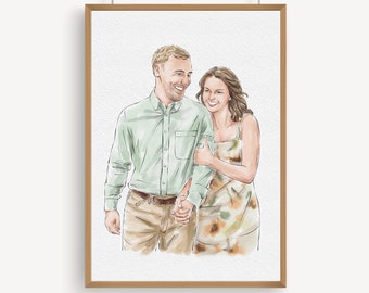 Wedding/Engagement/Anniversary/Proposal Gift, Custom Watercolor Couple drawing, Loved one Portrait Painting from photo, Gift for Him/Her