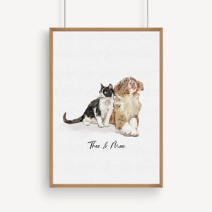 Custom Pet Portrait, Dog Watercolor Painting From Photo, Miniature pet Portrait gift, Pet Painting From Photo, Dog Portrait Gift