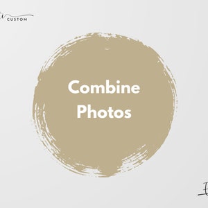 Może przedstawiać: Beżowe koło z efektem pociągnięć pędzla, z tekstem "Combine Photos" w kolorze białym.