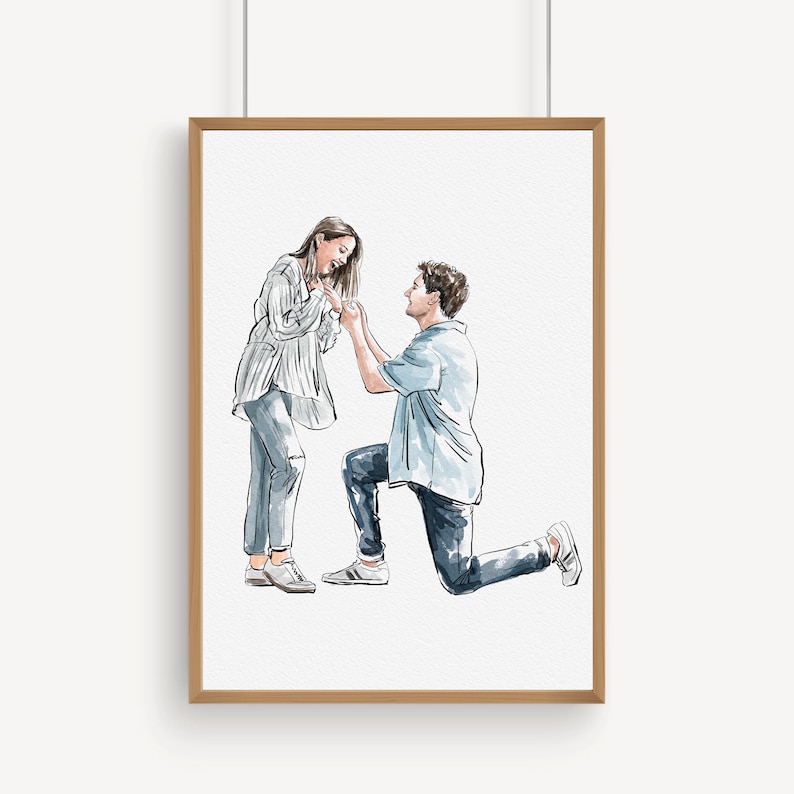 Custom Watercolor Couple/Wedding drawing, Loved one Portrait from photo, Wedding/Engagement/Anniversary Gift, Painting from Photo image 7