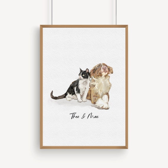 Custom Pet Portrait, Dog Watercolor Painting From Photo, Miniature pet Portrait gift, Pet Painting From Photo, Dog Portrait Gift