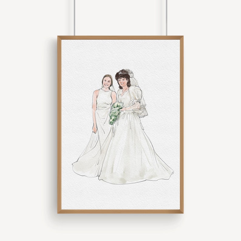 Custom Watercolor Couple/Wedding drawing, Loved one Portrait from photo, Wedding/Engagement/Anniversary Gift, Painting from Photo image 6