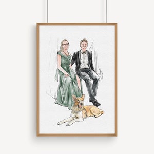 Custom Watercolor Couple/Wedding drawing, Loved one Portrait from photo, Wedding/Engagement/Anniversary Gift, Painting from Photo image 2