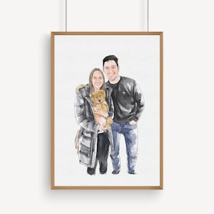 Custom Watercolor Couple/Wedding drawing, Loved one Portrait from photo, Wedding/Engagement/Anniversary Gift, Painting from Photo image 3