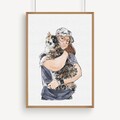 Personalised Portrait with Pet, Watercolor Portrait with Pet, Pet family Drawing from Photo, Owner and Pet Drawing from Photo product logo