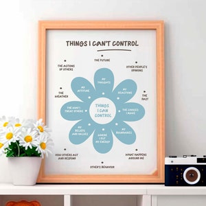 I Can and Cannot Control Printable Poster, Therapy wall art, Anxiety Relief, Calm Down Corner, Counselor Resources, Mental Health gifts.