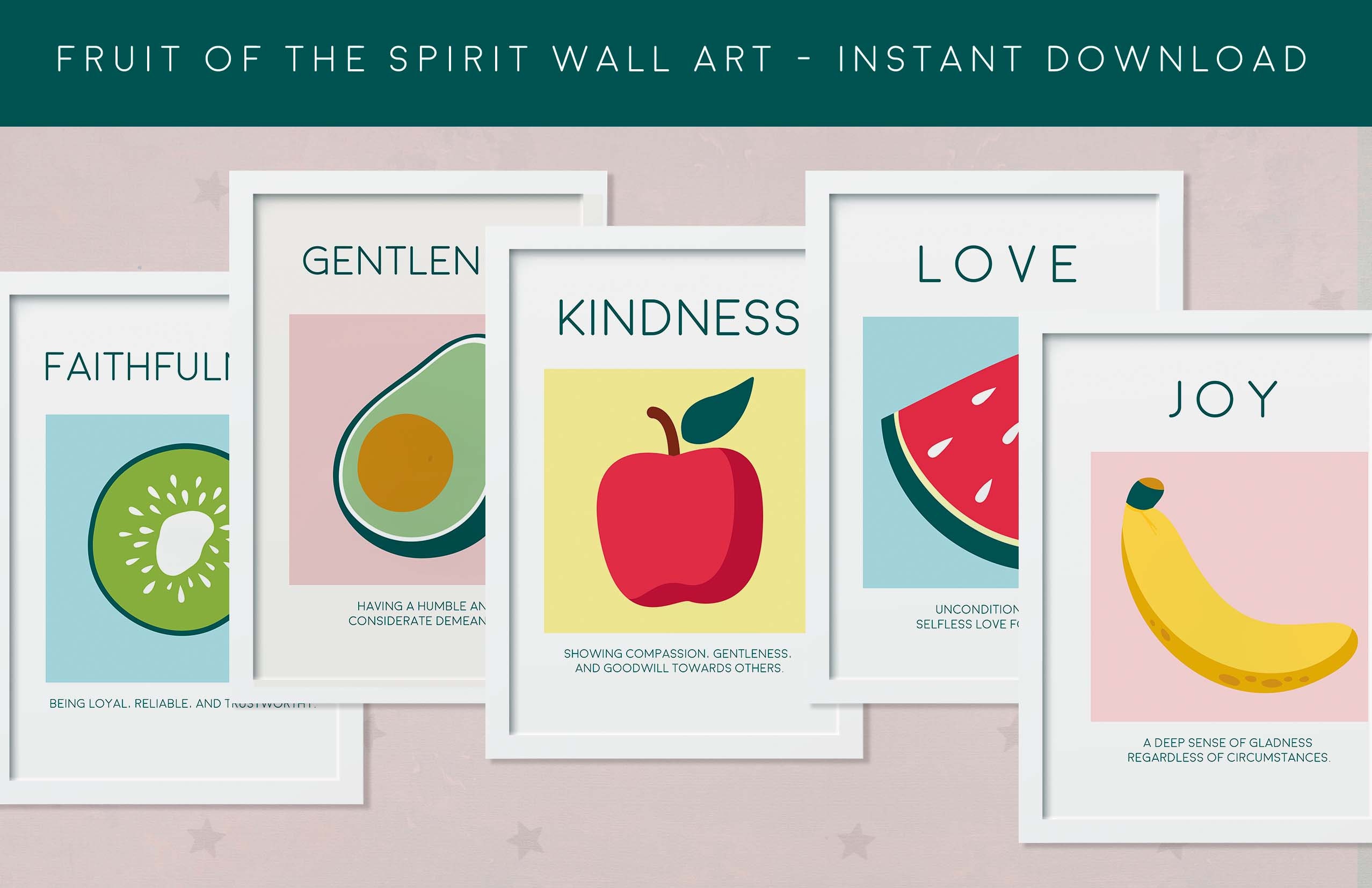 Fruit of Spirit Printable Wall Art Kids Bible Verse - Etsy