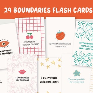Personal boundaries flash cards for kids, healthy boundaries, Boundary Affirmation Cards,Setting Boundaries, Mental Health, Coping Skills