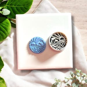 Ocean Dolphin Polymer Clay Cutter, Round Sun And Wave Design For Clay Earrings, Summer Beach Vibes, Summer Coastal Tool