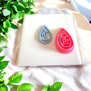 Palm Tree Dangle Earring Cutter, Scenic Beach Clay Cutter, Tropical Island Drop Shape For Summer Jewelry, Coastal Clay Tool