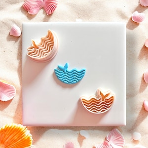 Whale Tail Ocean Clay Cutter – Wave Sea Earring Mold for Polymer Clay, Beach Themed Jewelry Tool for Coastal Summer Collection Making