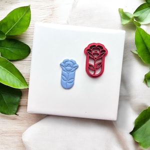 Flower Teardrop Clay Cutter Stained Glass Style Polymer Earring Tool Floral Botanical Design for Handmade Clay Jewelry Making