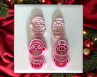 Santa and Mrs Claus Polymer Clay Cutter – Christmas Holiday Couple Polymer Clay Earring Tool
