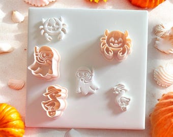 Halloween Clay Ohrring Ausstecher: Gruseliges Strand Thema