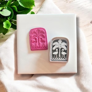 Tropical Flamingo and Palm Tree Polymer Clay Cutter – Summer Earrings Mold for Beach Jewelry, Vacation Accessories, and Boho Looks