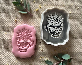 Vintage Teacup Flower Polymer Clay Cutter | Whimsical Tea Cup Clay Mold | Floral Cup Clay Tool for Handmade Earrings