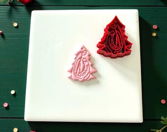 Holy Family Christmas Tree Polymer Clay Cutter | Nativity Scene | Faith Inspired Design for Makers