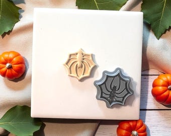 Spider in Web Stamp Clay Cutter – Spooky Polymer Clay Cutters for Halloween Jewelry and Designs