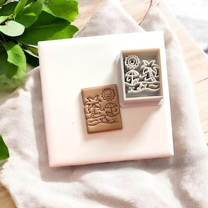 Beach Scene Clay Cutter With Palm Trees And Sun, Summer Beach Landscape Earring Cutter, Coastal Jewelry Supply, Perfect Gift For Maker