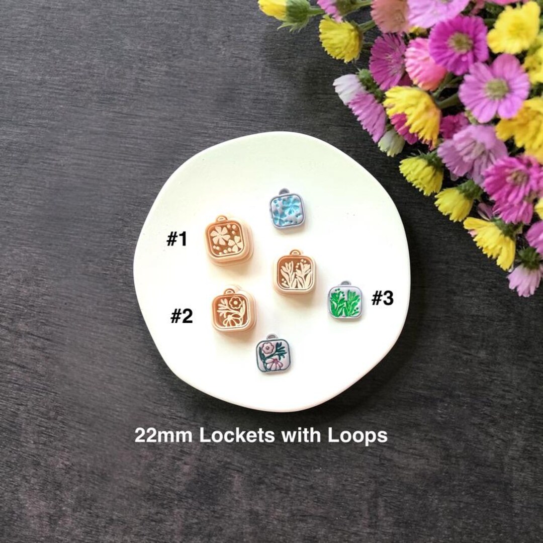 Locket Cutter Name Square Locket Polymer Clay Cutter With Loop | Floral Pendant Charm ...