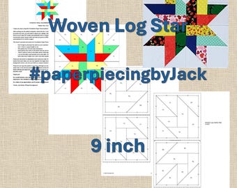 Patrón de bloque de colcha fácil con diseño de estrella tejida de 9 pulgadas (FPP) - Descarga instantánea en PDF