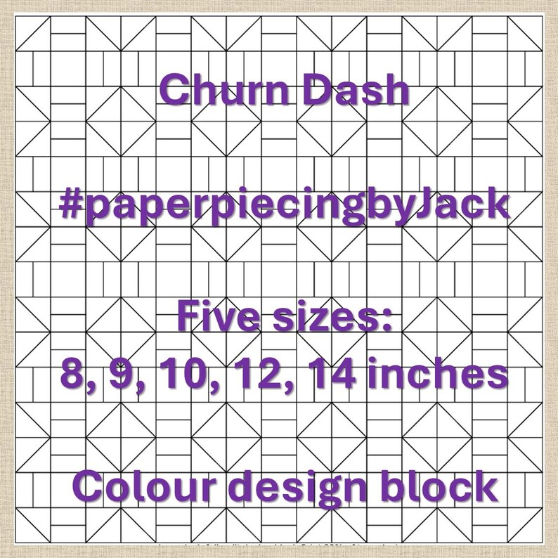 Churn Dash Quilt Block FPP PDF Pattern: Easy Paper Piecing. 5 Sizes 8 ...