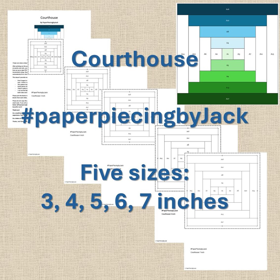 Courthouse Log Cabin Quilt Block FPP PDF Pattern: Easy Paper Piecing. 5 ...