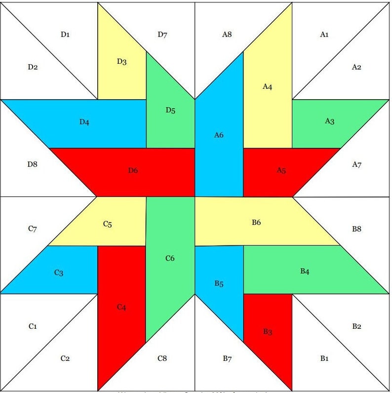 Woven Log Liberty Star Quilt Set Foundation Paper Piecing Pattern EPP ...
