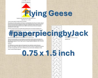 Flying Geese Quilt Block, FPP PDF Pattern, Easy Modern Design, 0.75 x 1.5 inch