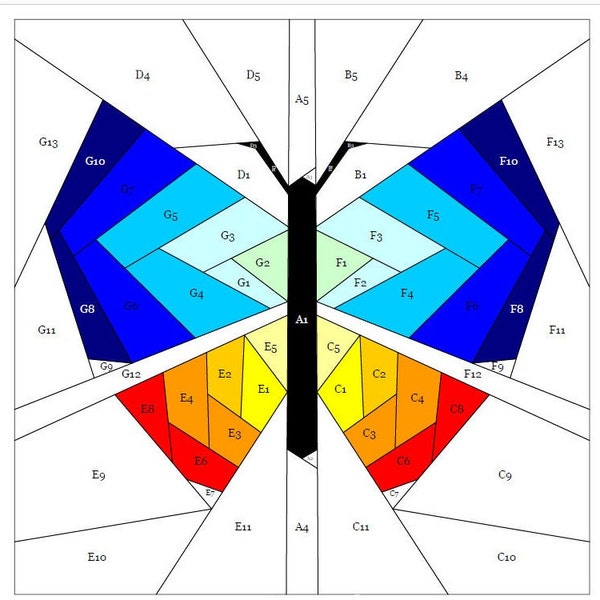 Beautiful Butterfly Foundation Paper Piecing Pattern FPP 12 inch PaperPiecingbyJack