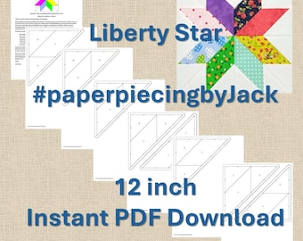 Bloque de edredón Liberty Star: Patrón PDF de paper piecing de base (30 cm)