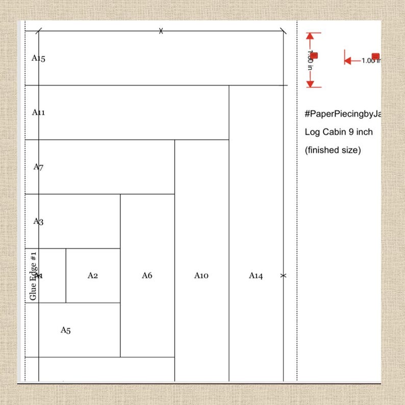 Log Cabin Quilt Block FPP PDF Pattern: Easy Paper Piecing. 5 Sizes 8, 9 ...
